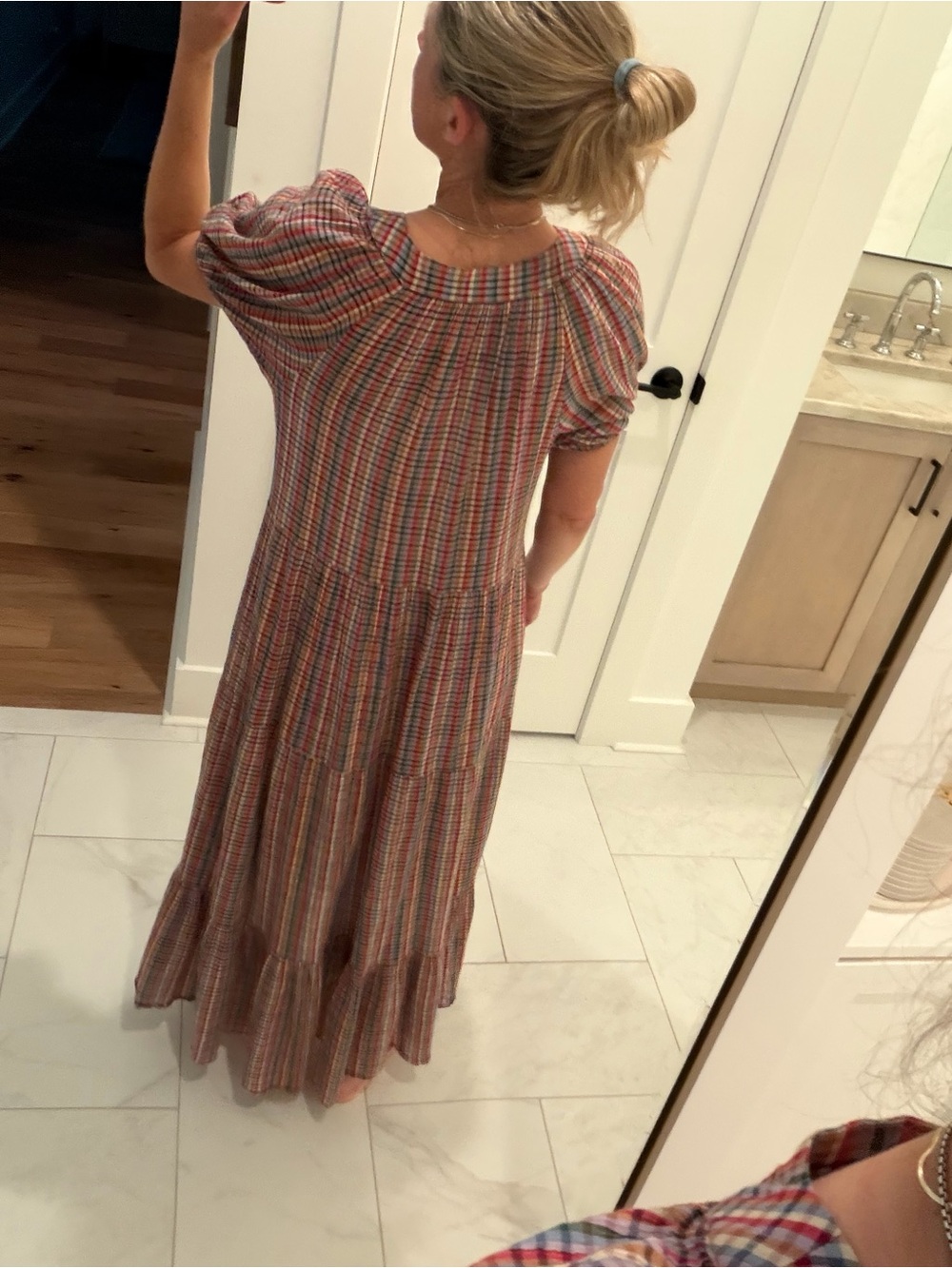 THE GREAT. Multi-Color Plaid Tiered Maxi Dress - Picture 3 of 4
